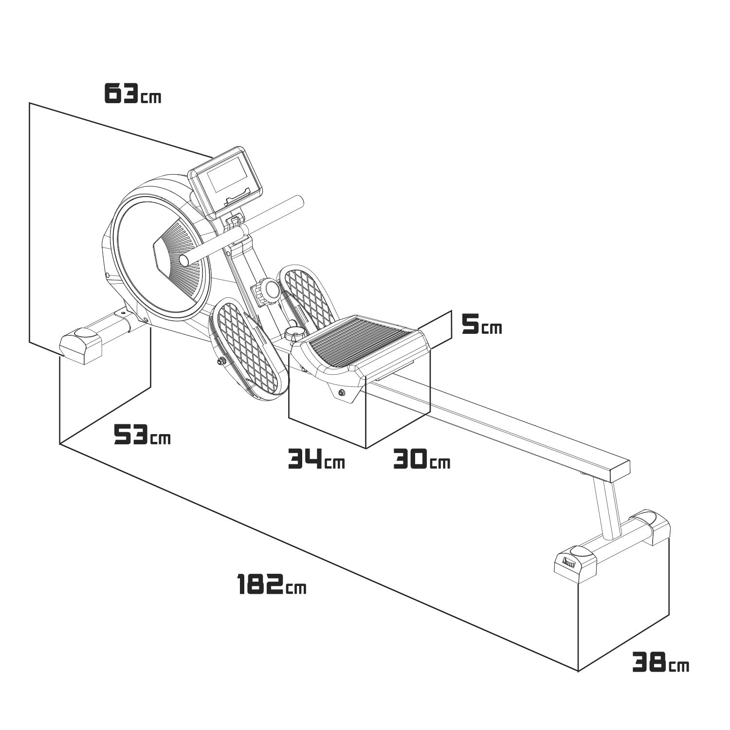 AVION 8000 - Vogatore a resistenza magnetica con volano da 8 kg. 8 livelli di resistenza, display lcd, sensori di movimento, supporto per tablet