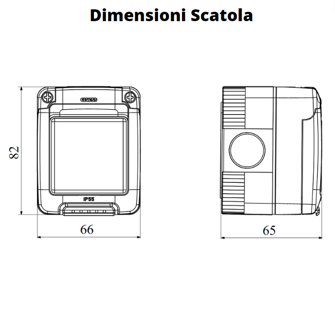 Gewiss scatola parete grigia ip55 stagna 2 posto gw27042