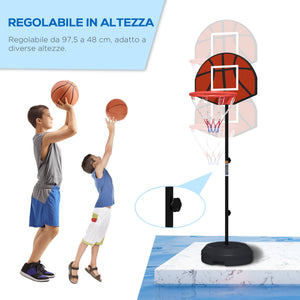 Canestro Basket con Bersaglio Freccette 2 in 1 38,5x48,5x179 cm in Acciaio e PE Nero e Marrone