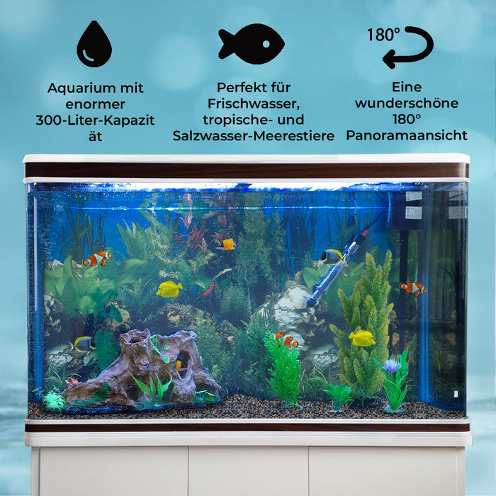 Acquario 300 Litri con Armadietto Bianco e Kit con Piante e Ghiaia Naturale