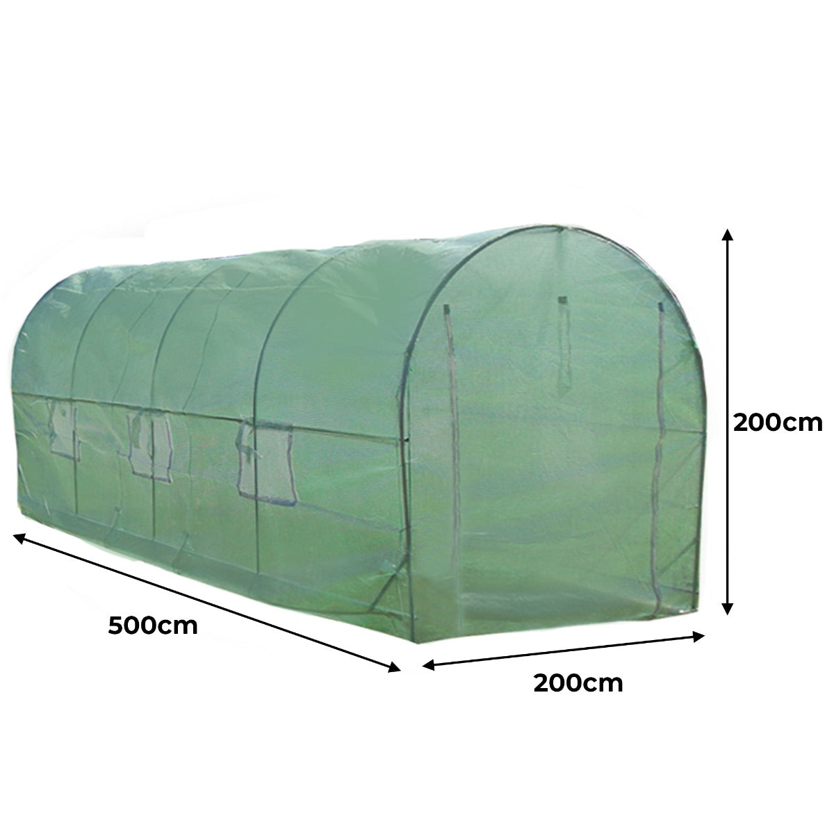 Serra da Giardino a Tunnel da Esterno in Polietilene Resistente alla Corrosione e Raggi UV Telaio in Ferro Galvanizzato per Piante Giardinaggio - 19mm - 5m x 2m