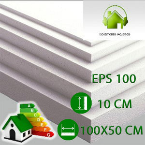 10pz pannello in polistirolo per isolamento termico, acustico, cappotto cm 100 x 50 x 10 di spessore. eps 100 bianco mq 5 densitÃ£°  20 kg/mc zg.16