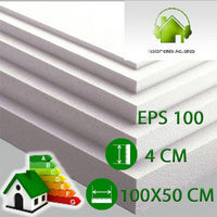 10pz pannello in polistirolo per isolamento termico, acustico, cappotto cm 100 x 50 x 4 di spessore. eps 100 bianco mq 5 densitÃ£°  20 kg/mc zg.10