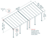 Pergola Addossata in Alluminio Olympia 3X8.6 m Grigio