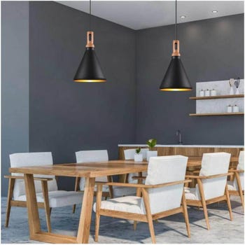 Lampadario a Sospensione Stile Minimal Attacco E27 Cucina Soggiorno nero