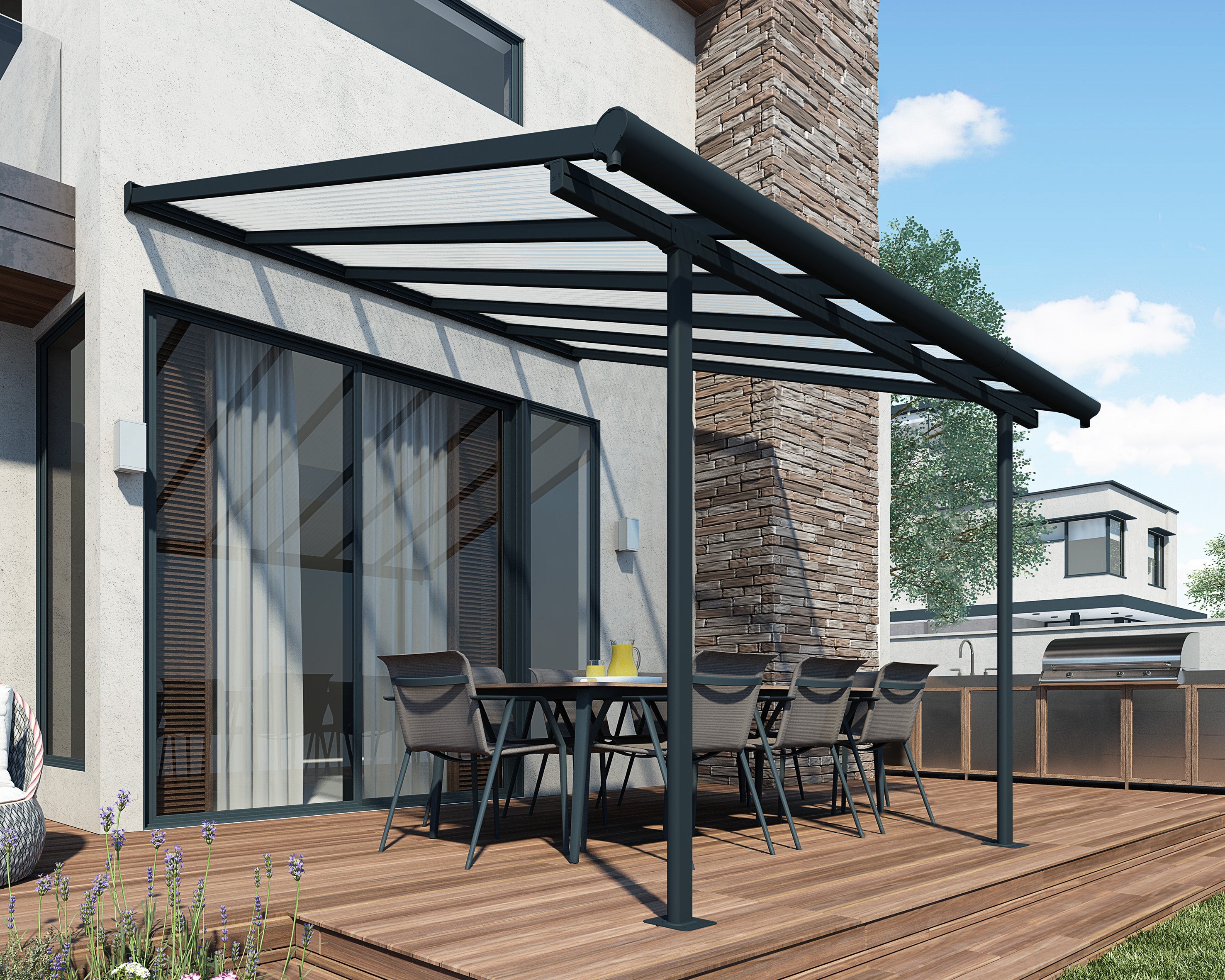 Pergola Sierra Addossata in Alluminio   3X3 m Grigio  