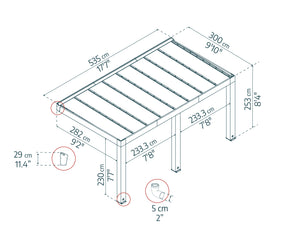 Pergola Helsinki 3X4.7 m Pergola in legno di cedro