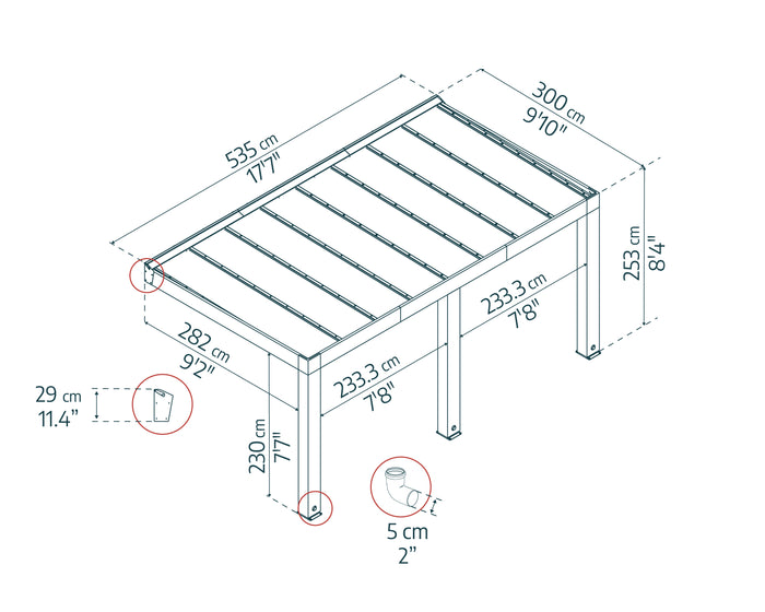 Pergola Helsinki 3X4.7 m Pergola in legno di cedro