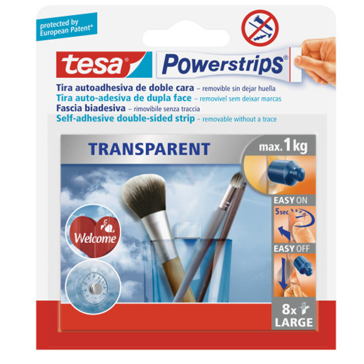 Tesa powerstrips strisce trasparenti large 58814-00000