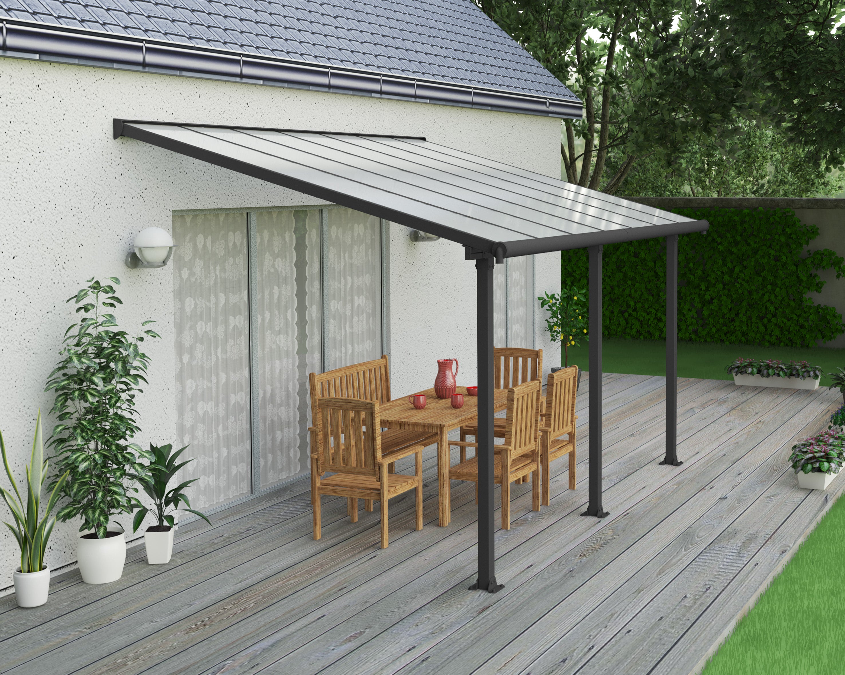 Pergola Addossata in Alluminio Olympia 3X4.3 m Grigio