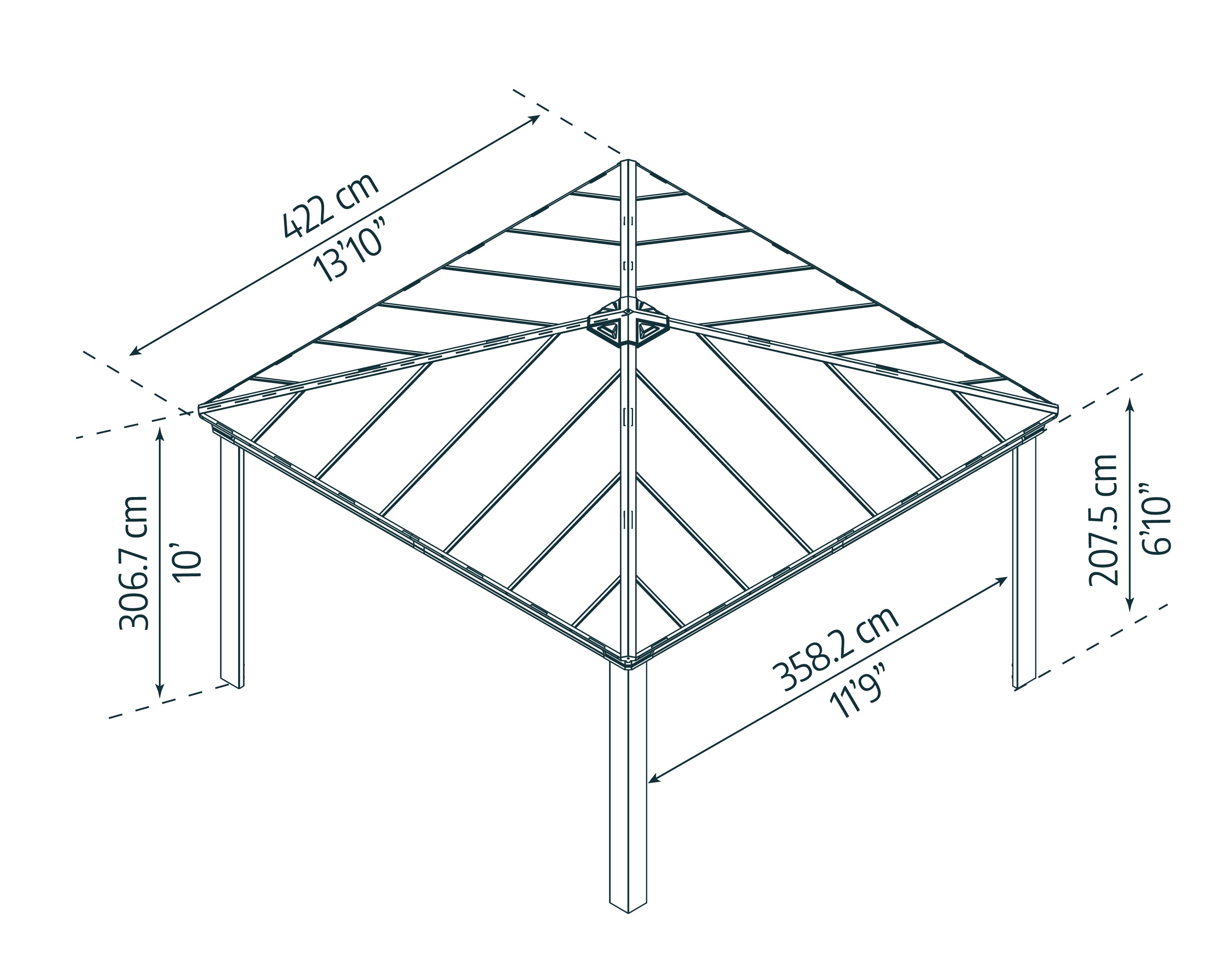 Carport doppio in alluminio Colorado 4.3X4.3