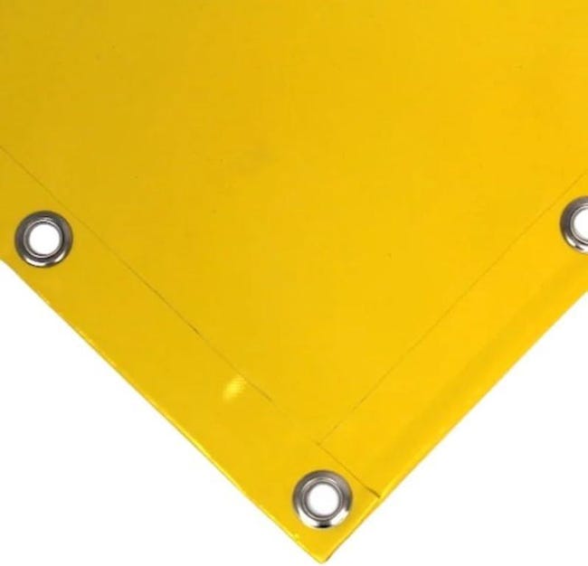 Telo PVC Impermeabile Giallo Telone Occhiellato ogni 25CM 650g/mq Copertura Esterna 3x4m Resistente Protezione Multiuso