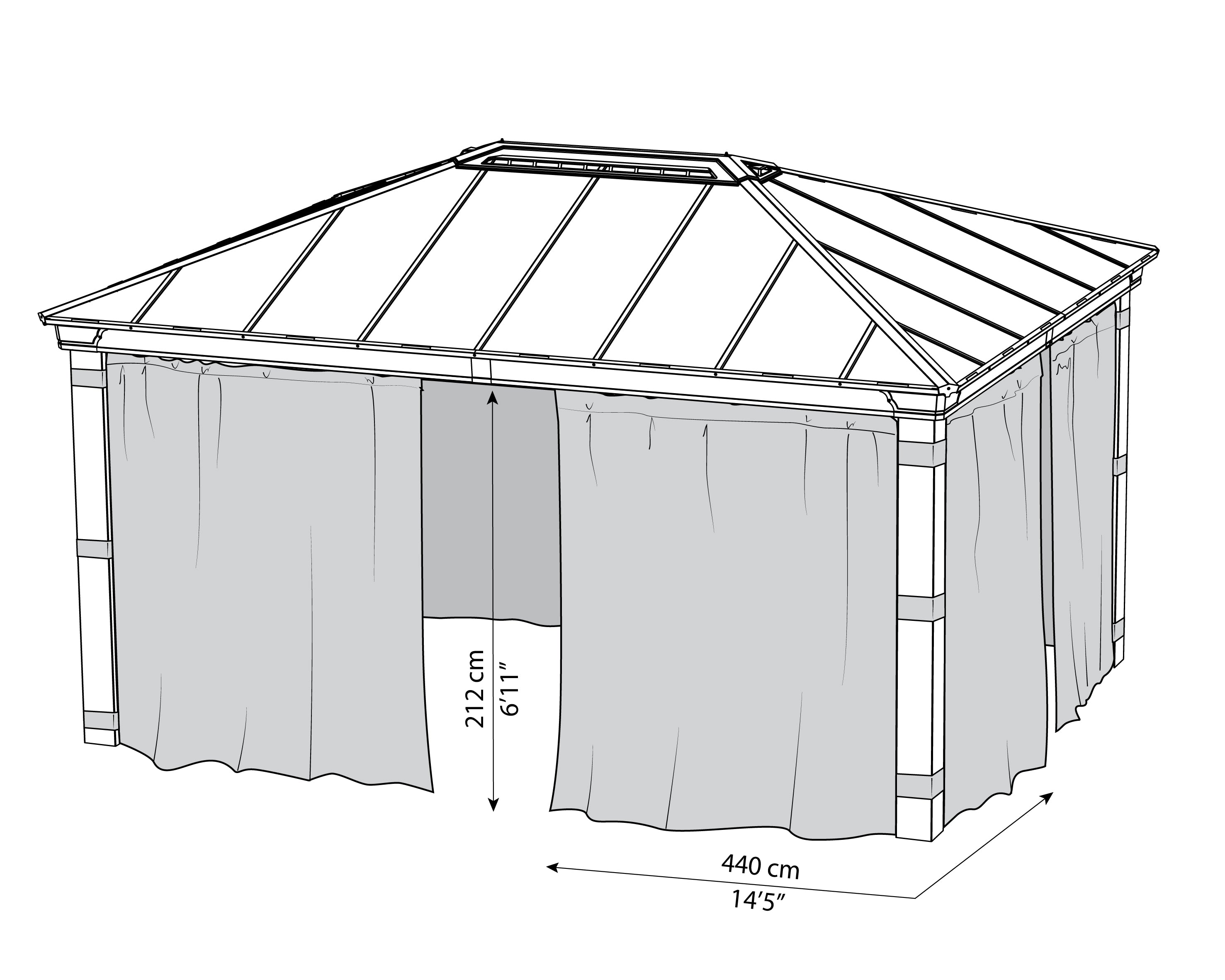 Set Di Tende Per Gazebo Dallas 3.6X5 m