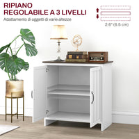 Credenza a 2 Ante Perlinate Ripiano Regolabile 80x39,7x80 cm Bianco