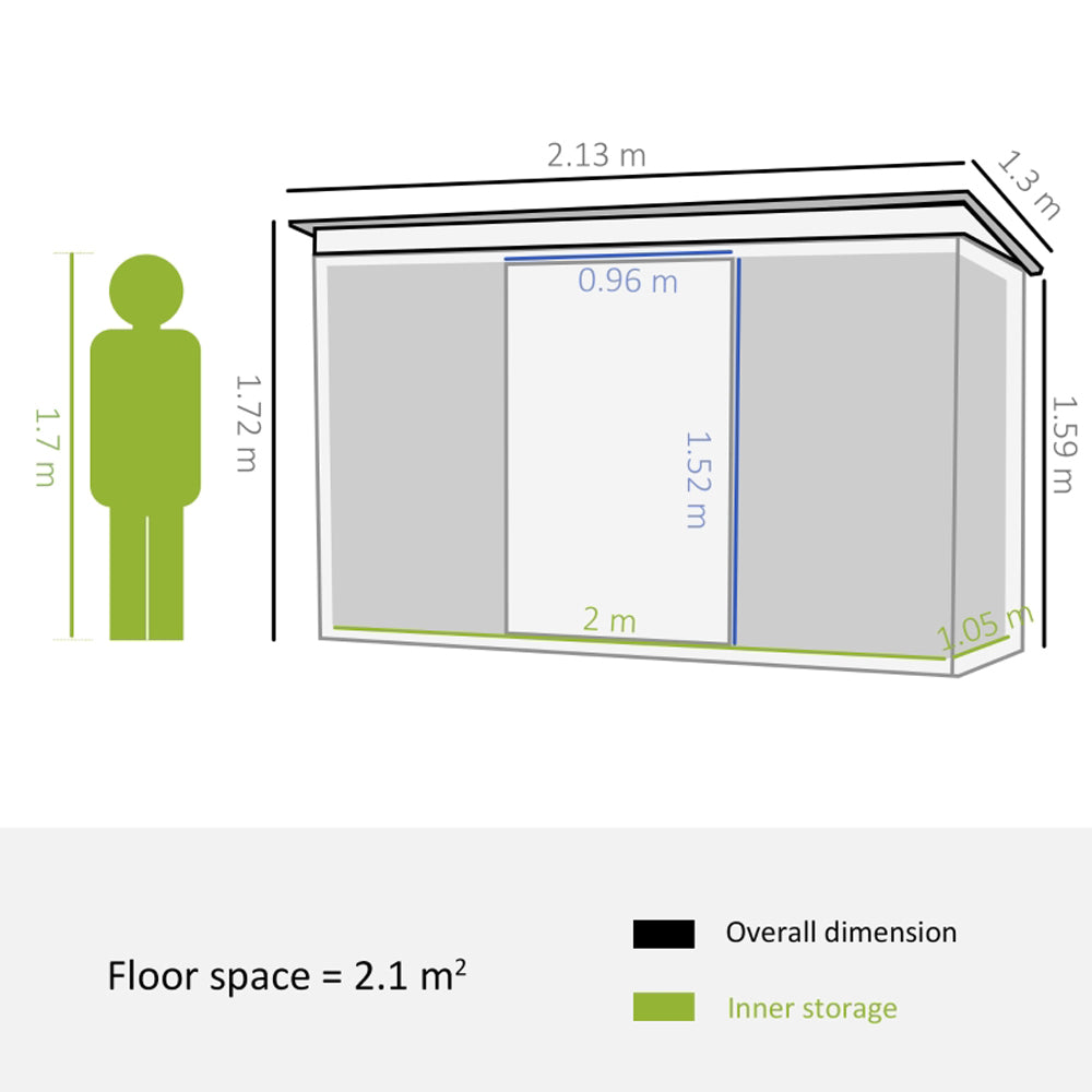 CASA CASETTA BOX PORTA ATTREZZI GIARDINO PORTE SCORREVOLI ACCIAIO 213×173×130cm