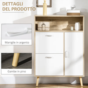 Scarpiera Salvaspazio 8 Paia 80x25,5x112,5 cm in Legno Truciolare Grigio e Bianco