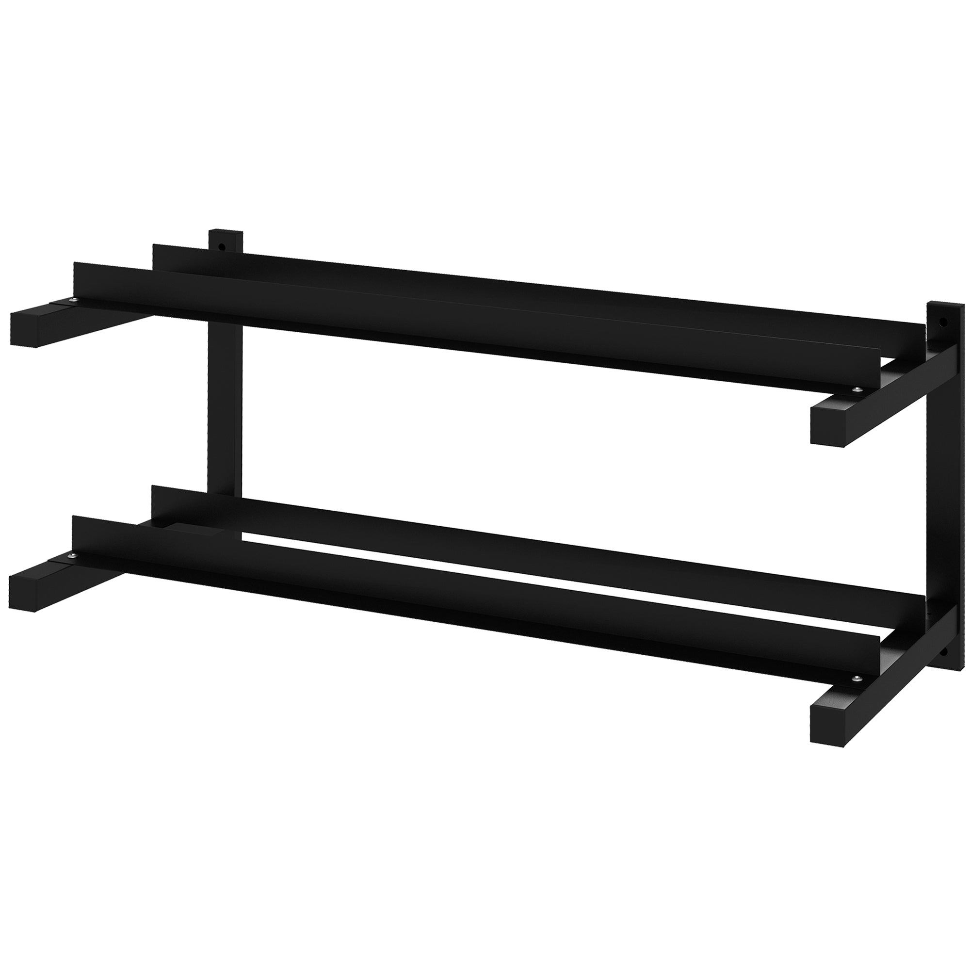 Rastrelliera Porta Manubri a 2 Livelli a Parete per 70kg max 98x40x35 cm in Acciaio Nero