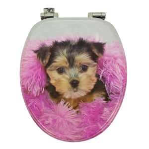 Ogomondo sedile copri wc universale frizionato fantasia mdf chiusura rallentata *** fantasia pink dog, confezione 1