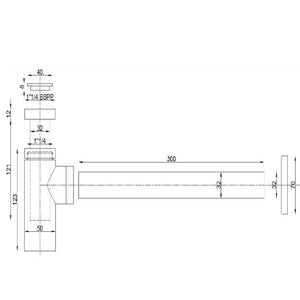 Sifone arredo cromato tondo alto tubo liscio ottone cromato