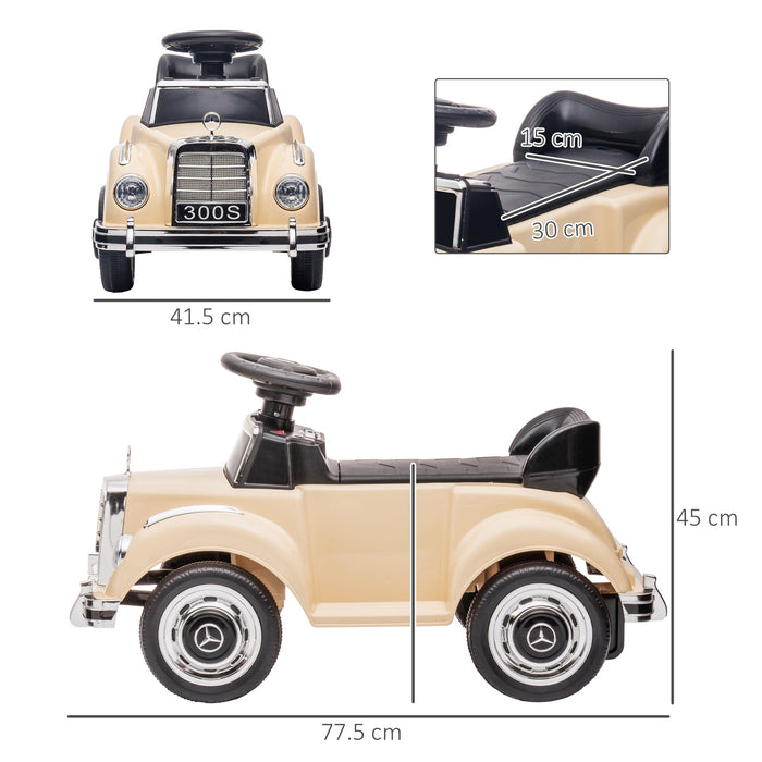 Macchina Elettrica per Bambini 6V con Licenza Mercedes 300S Beige