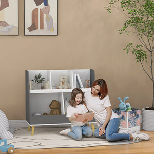 Mobile Portagiochi per Bambini a 2 Livelli con 5 Scomparti 80x34x79 cm in Legno Grigio