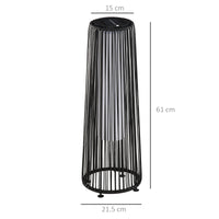 Lanterna Solare da Giardino LED con Pannello di Ricarica in Rattan e Metallo  Ø21.5x61cm Nero