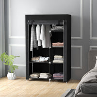 Armadio in Tessuto Portatile 103x43x162,5 cm Appendiabiti e 6 Ripiani Nero