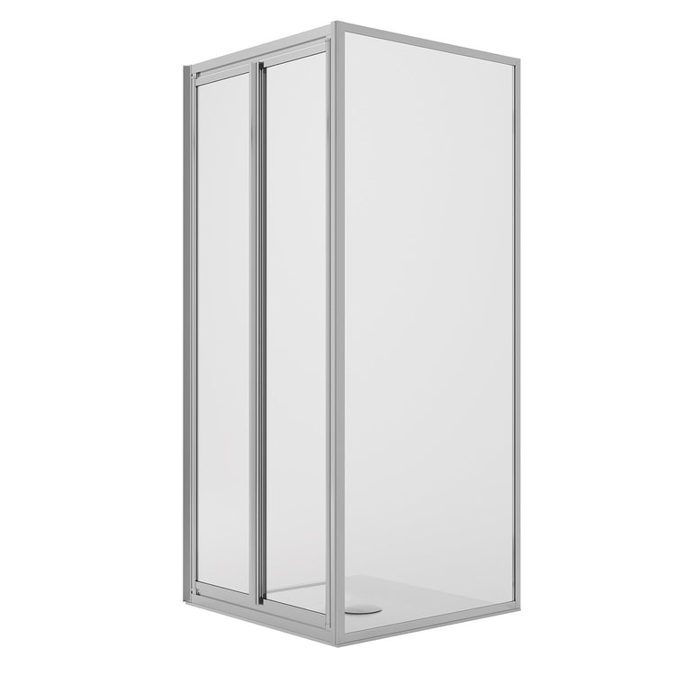 Box Doccia Angolare 75x75CM H198 Cristallo Trasparente Fisso+Saloon 2 Ante Battente 75 mod. West