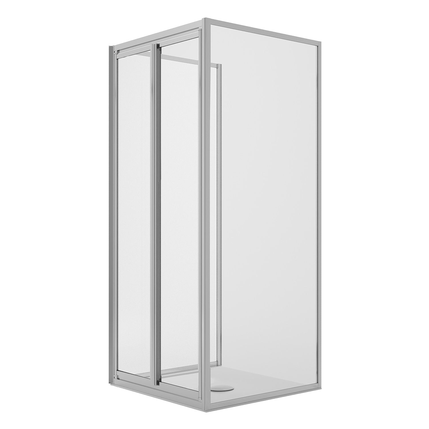 Box Doccia 3 lati 90x90x90CM H198 Cristallo Trasparente 2 Fissi+Saloon 2 Ante Battente 90 mod. West