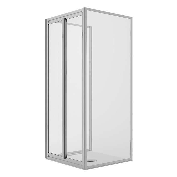 Box Doccia 3 lati 90x90x90CM H198 Cristallo Trasparente 2 Fissi+Saloon 2 Ante Battente 90 mod. West