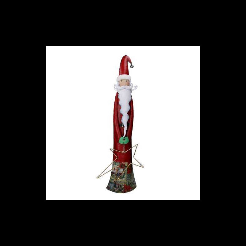 Babbo natale metallo con stella rosso con led cm24,8x10,8h75,5