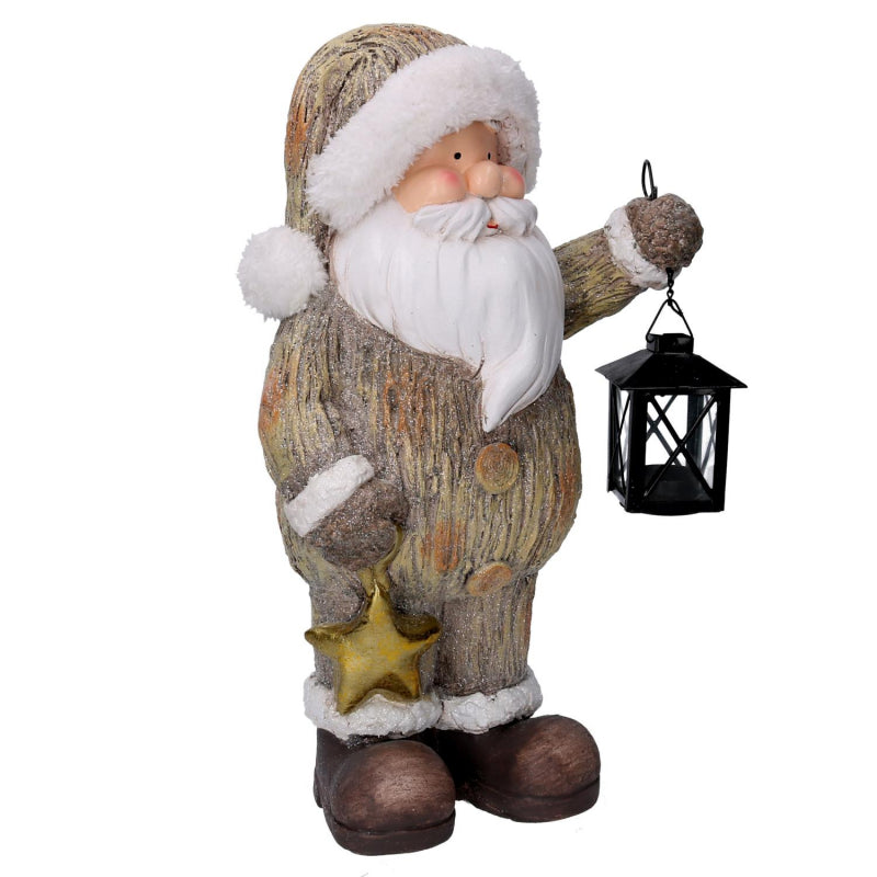 Babbo natale resina con lanterna grigiocm25,5x17h44