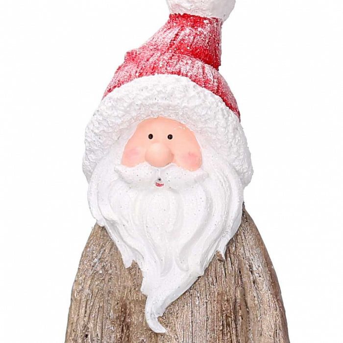 Babbo natale resina tronco innevato conled marrone cm23,5x16,5h58