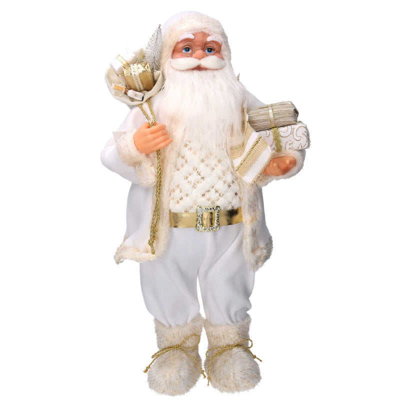 Babbo natale tessuto bianco e oro cmh60