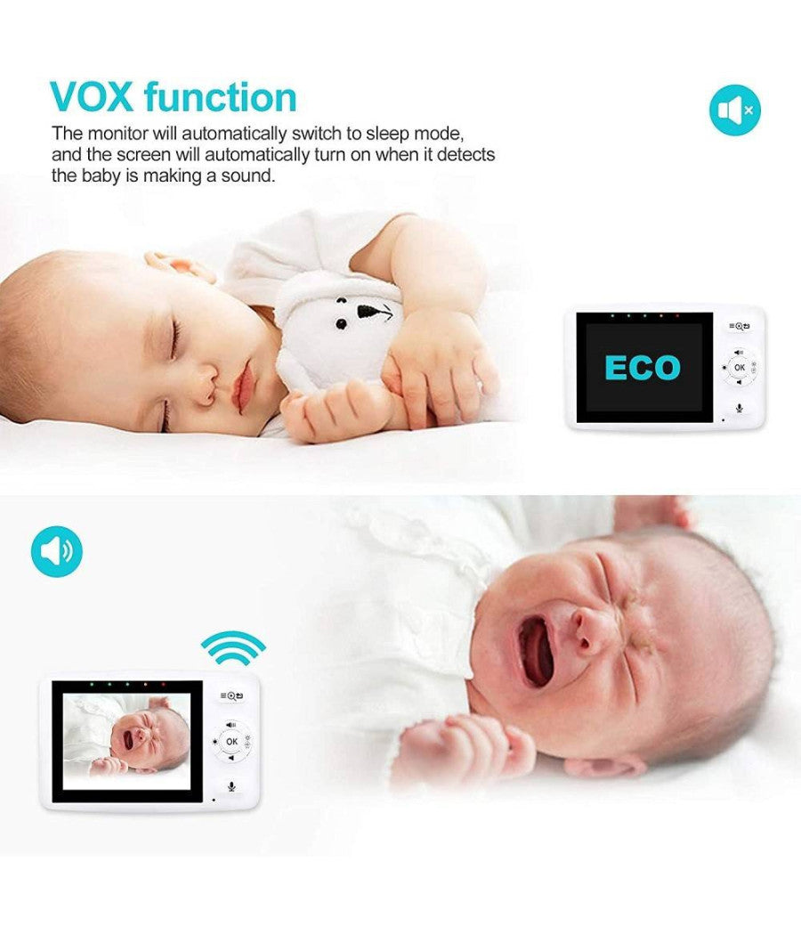 Baby Monitor Videocamera Schermo 3.5" Wireless Con Fotocamera Visione Notturna         