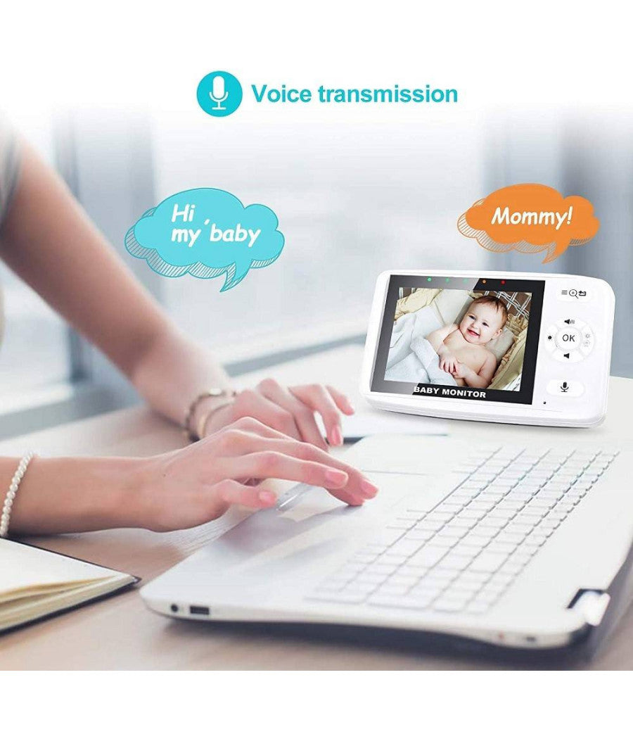 Baby Monitor Videocamera Schermo 3.5" Wireless Con Fotocamera Visione Notturna         