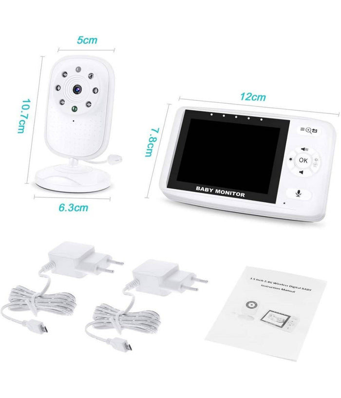 Baby Monitor Videocamera Schermo 3.5" Wireless Con Fotocamera Visione Notturna         