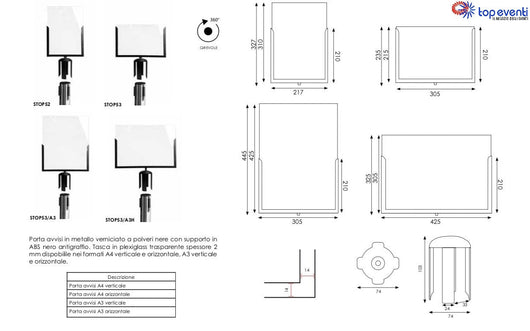 Porta Comunicazioni Segnale Colonnine Segnapercorso tendinastro A4 Verticale