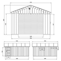 Garage di qualità premium 17 m²- L378xL530 cm- Capannone da giardino Timbela M991B