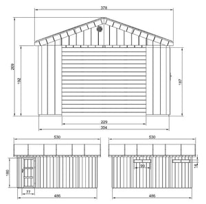 Garage di qualità premium 17 m²- L378xL530 cm- Capannone da giardino Timbela M991B