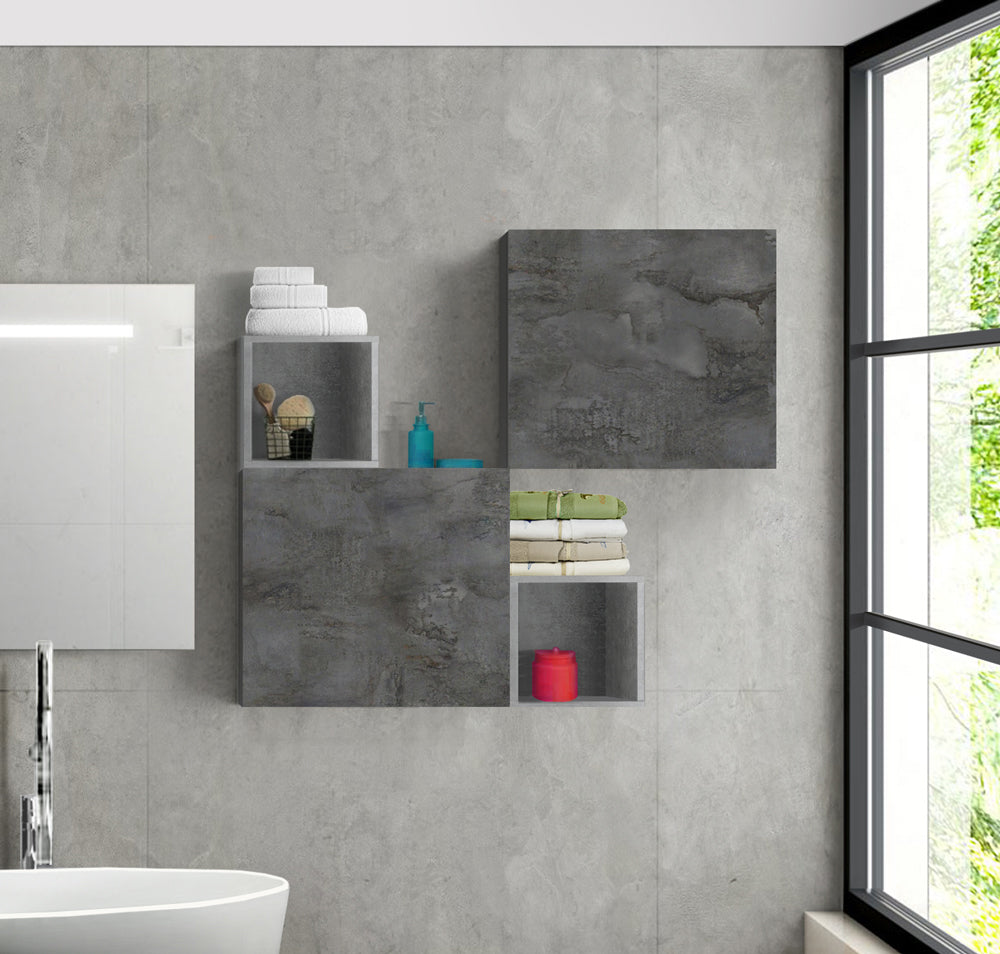 Composizione con pensili da bagno in finitura Ossido e Beton, ZLCCPMOSB