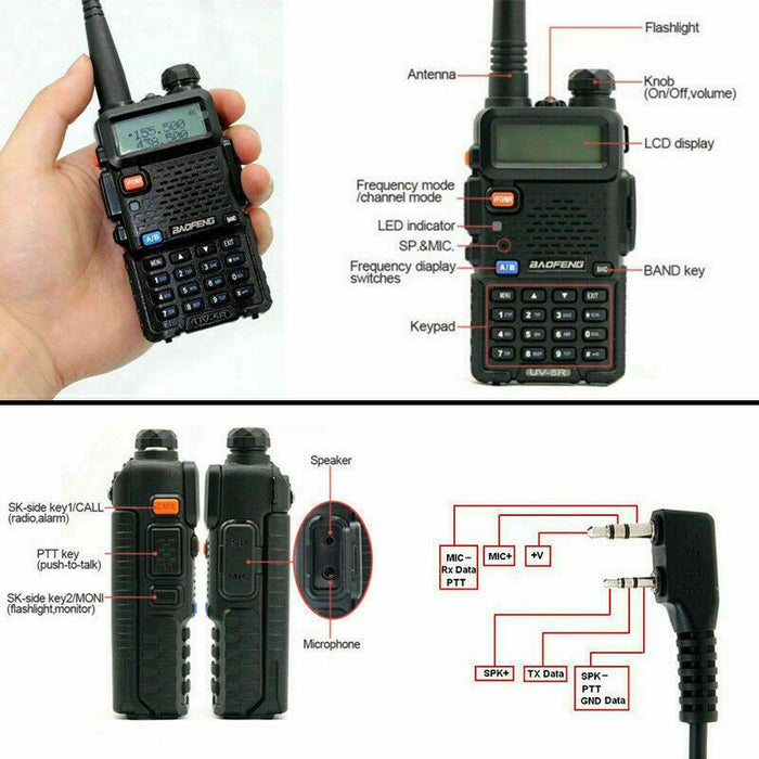 BAOFENG UV-5R   RICETRASMITTENTE 5W VHF/UHF DUAL BAND RADIO 136-174 400-520 MHz - Tech-It