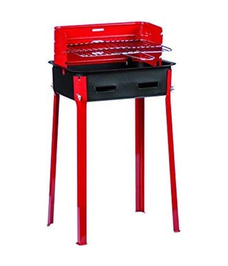 Barbecue A Carbone Carbonella Bbq Grill Metallo Con Paravento Griglia 25x35cm         