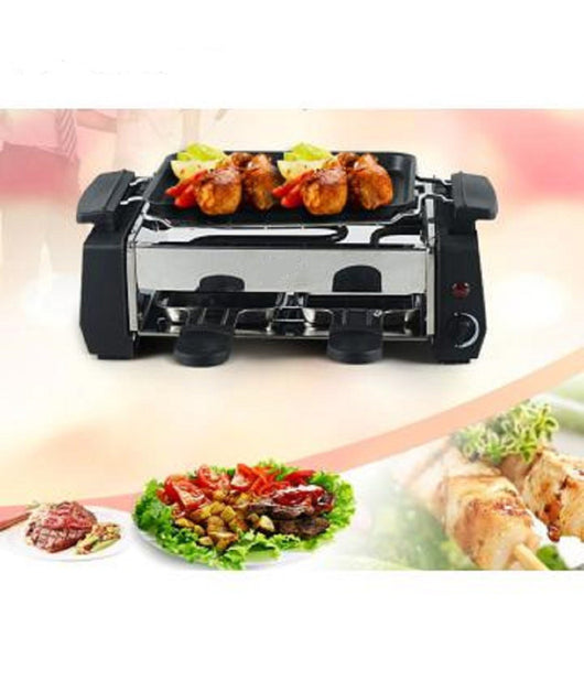 Barbecue Elettrico Grill Da Tavolo Campeggio 2 Vaschette 1000 Watt 1000w Hy9098         