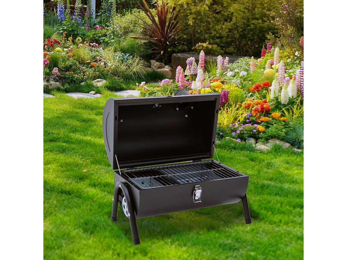 Barbecue a carbonella portatile "Captain" - 42 x 27 x 43 cm - Nero