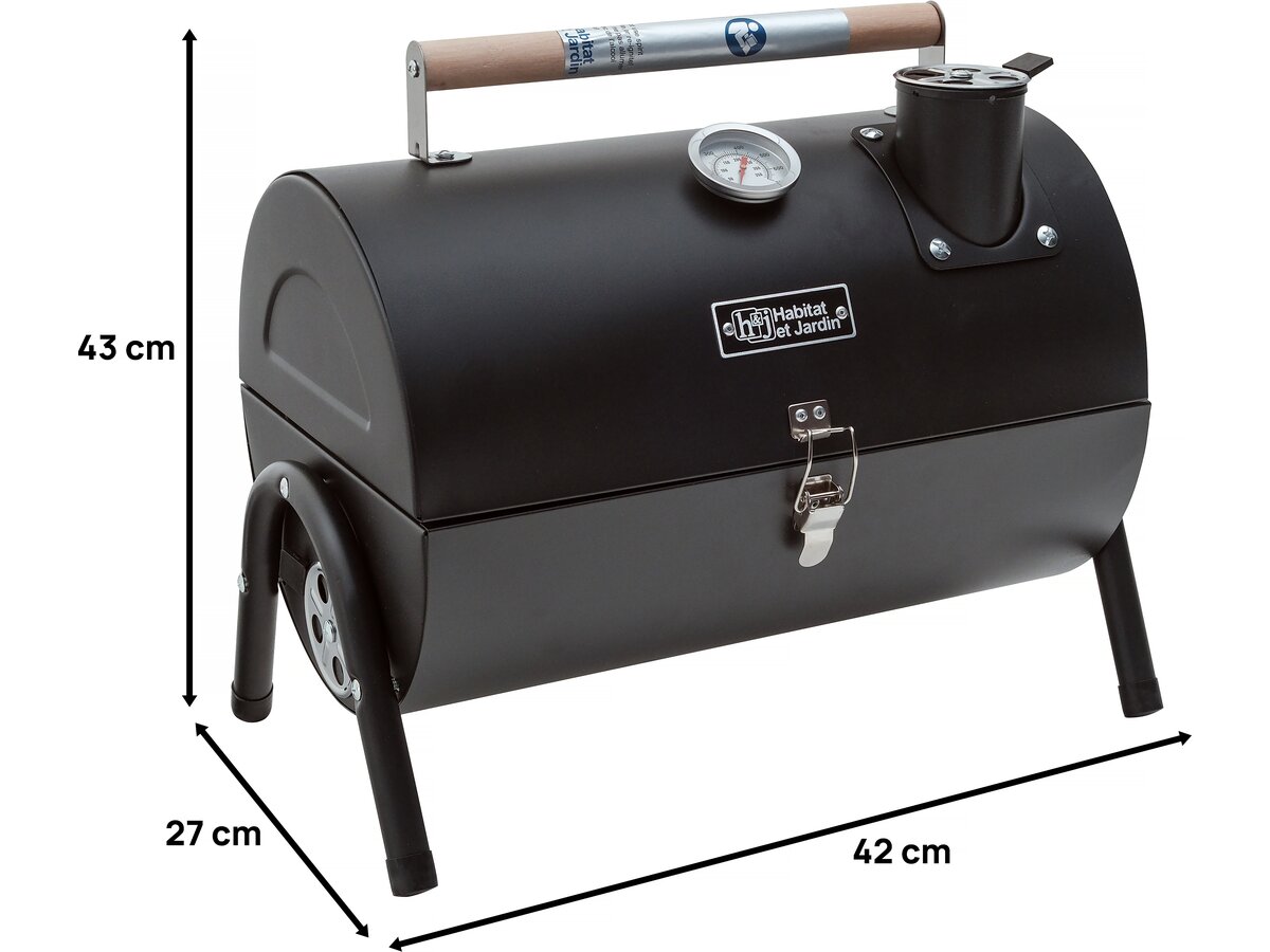 Barbecue a carbonella portatile "Captain" - 42 x 27 x 43 cm - Nero