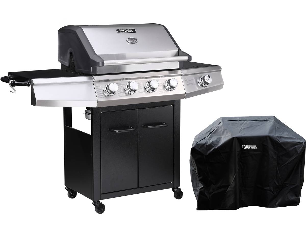 Barbecue a gas Bingo 5 5 piastre di cui 1 laterale 15.2kW + Fodera di protezione  Nero