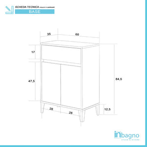 Mobiletto multiuso da 60 cm Way 2 ante e un cassetto in rovere chiaro