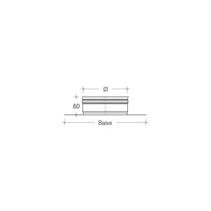 Base forata inox 6 decimi da 200x200mm a innesto m 80 - 180mm, diametro 130mm