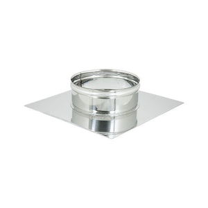 Base forata inox 6 decimi da 200x200mm a innesto f 80 - 180mm, diametro 130mm